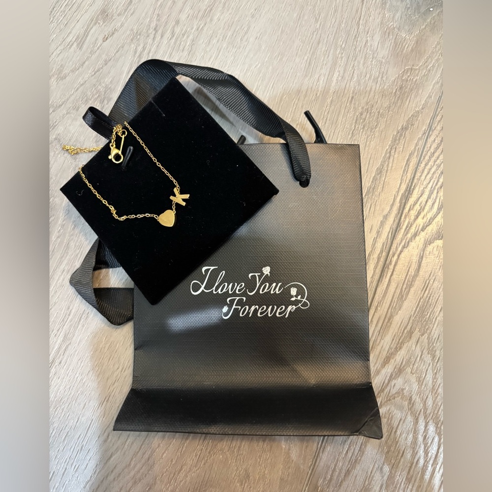 Gold-Tone Initial K Dainty Heart Necklace
With I Love You Forever Gift Bag